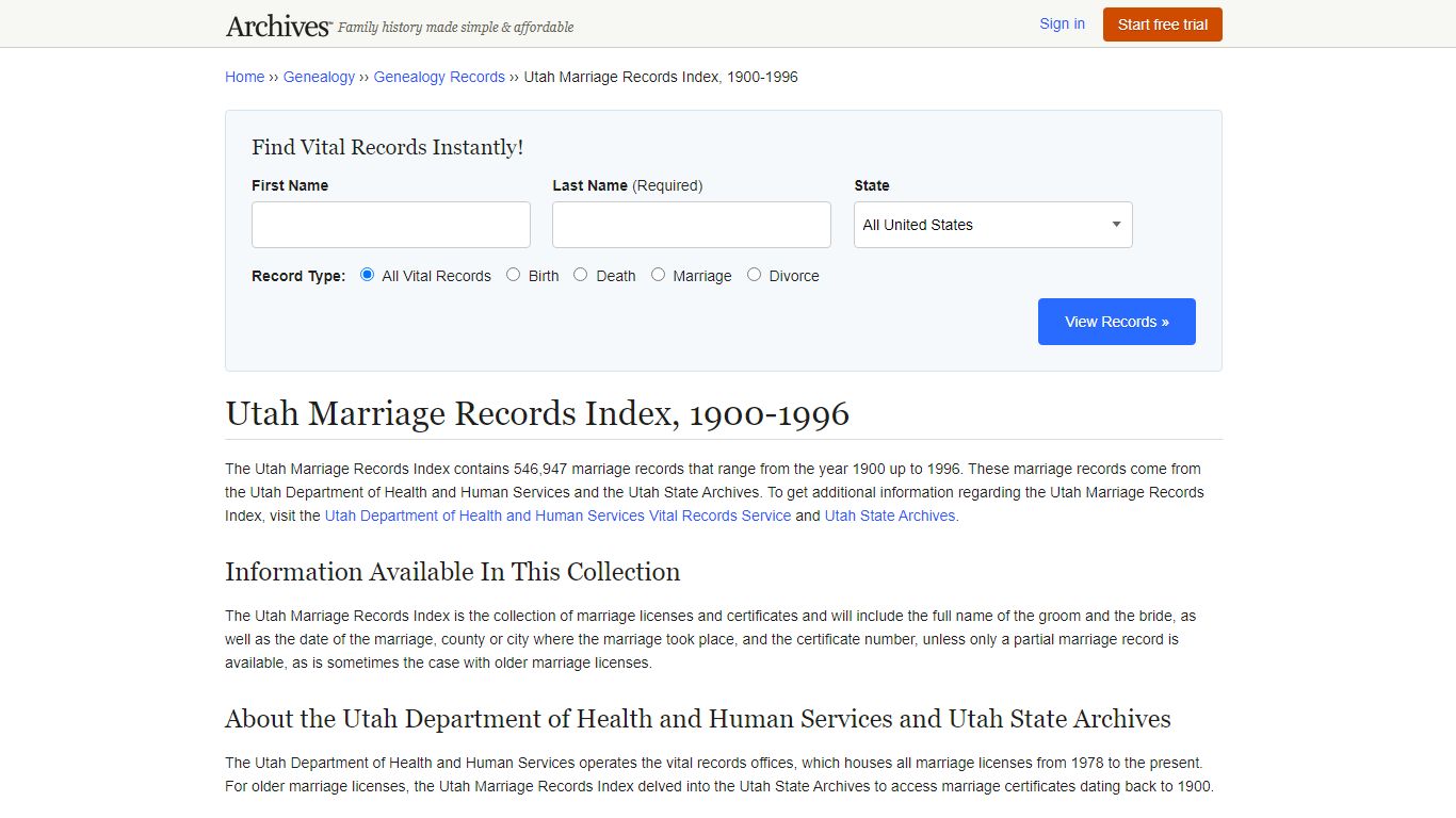 Utah Marriage Records | Search Collections & Indexes - Archives.com